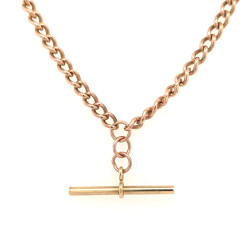 Pre Owned 9ct Rose T-Bar Necklet ZX44